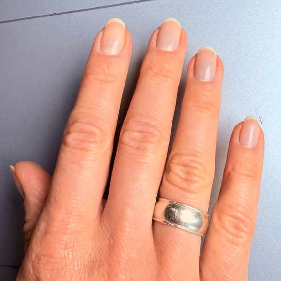 8mm Wide Chunky Cigar Band 925 Sterling Silver Ring Vintage - Picture 5 of 7